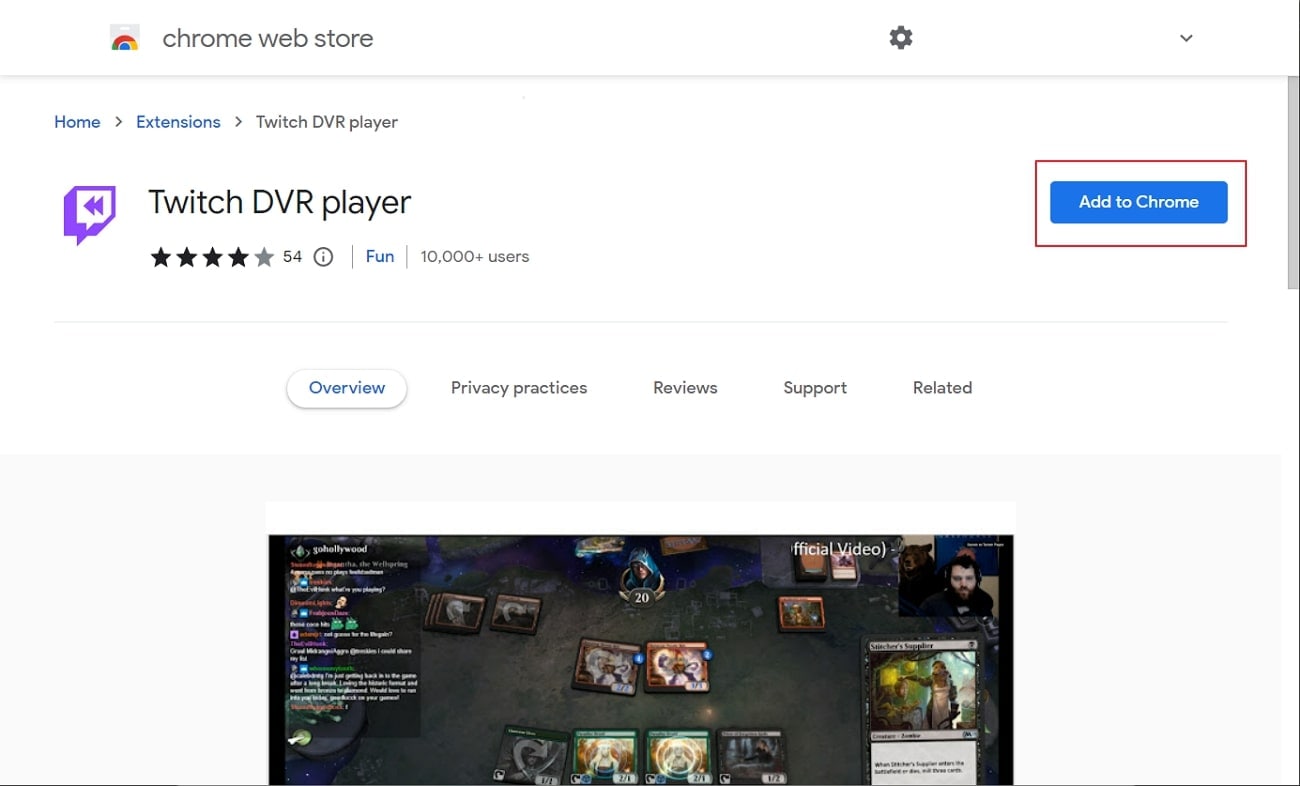 install twitch dvr player extension