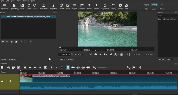 remove audio shotcut 2