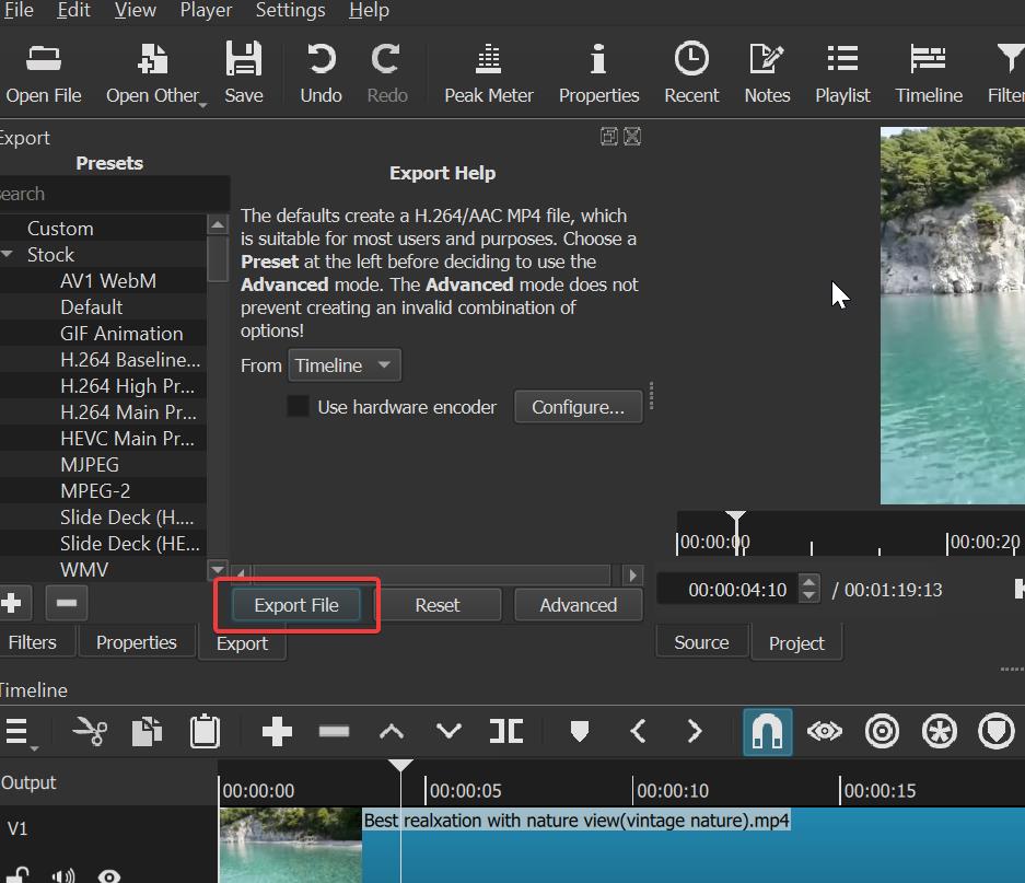 remove audio shotcut 6