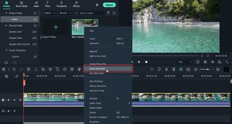 selezionare il clip video sulla timeline