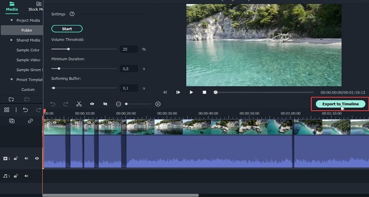 esportare il video nella timeline di Filmora