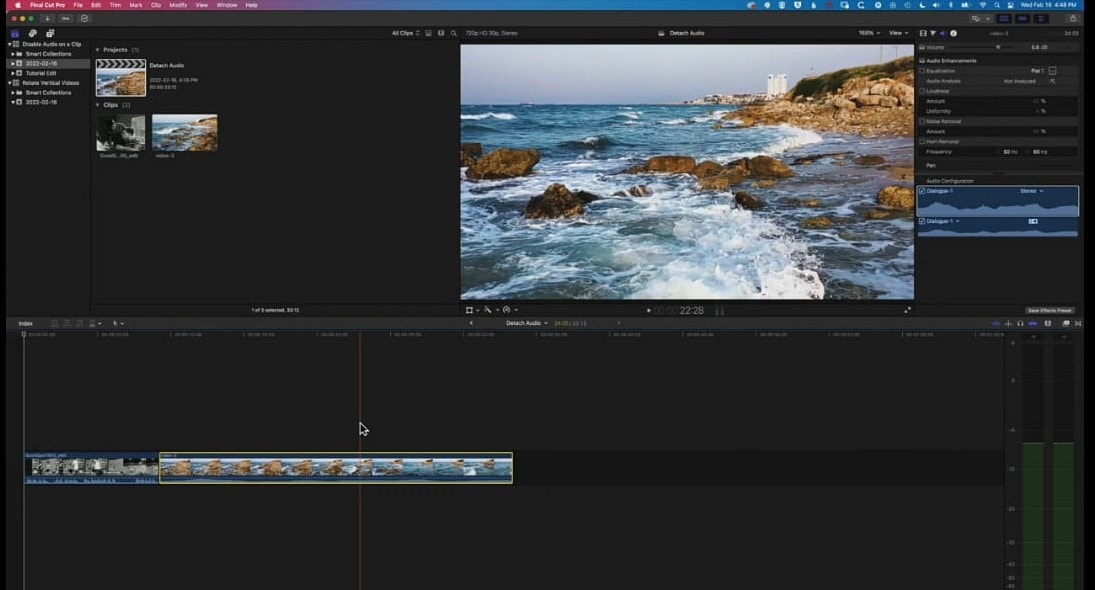 فتح الفيديو في Final Cut Pro