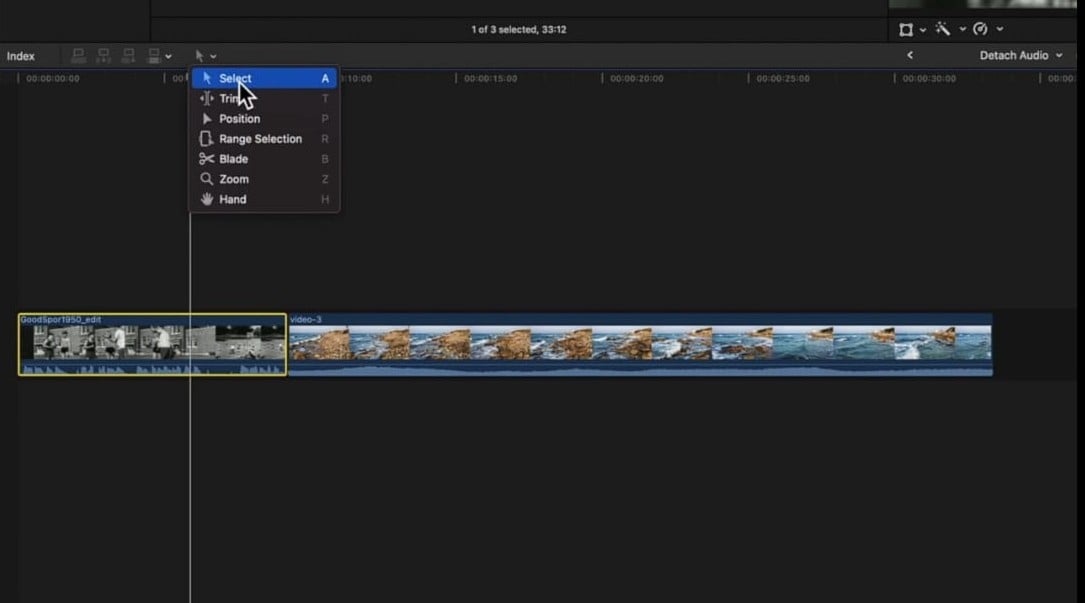 select timeline in final cut pro