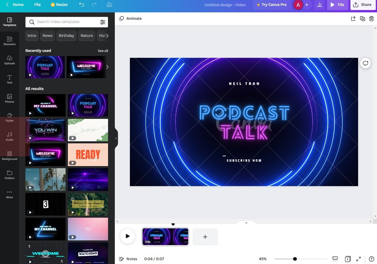 eliminar audio en Canva