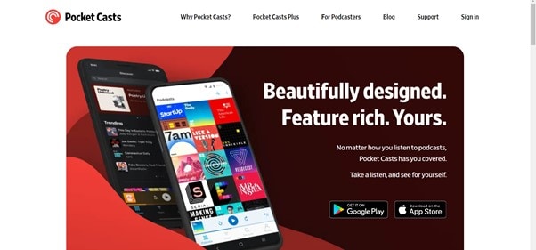 pocket casts home interface