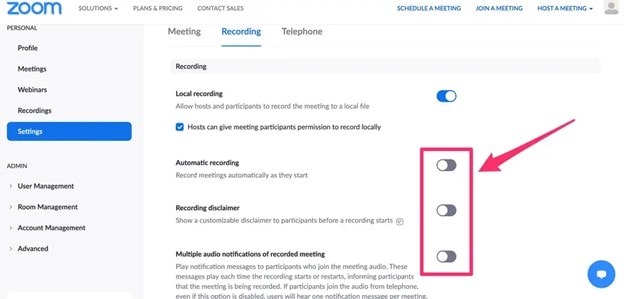 record the call using zoom
