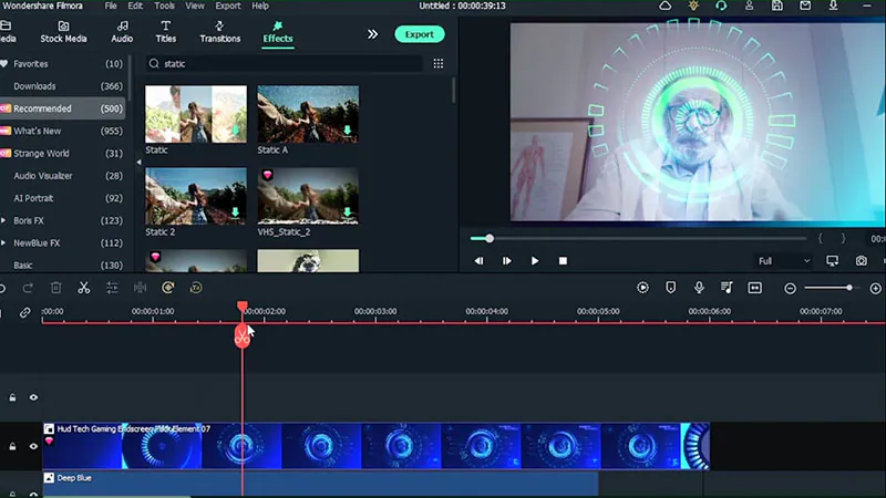 Statisches Video mit Red-Giant-Effekt hinzufÃžgen