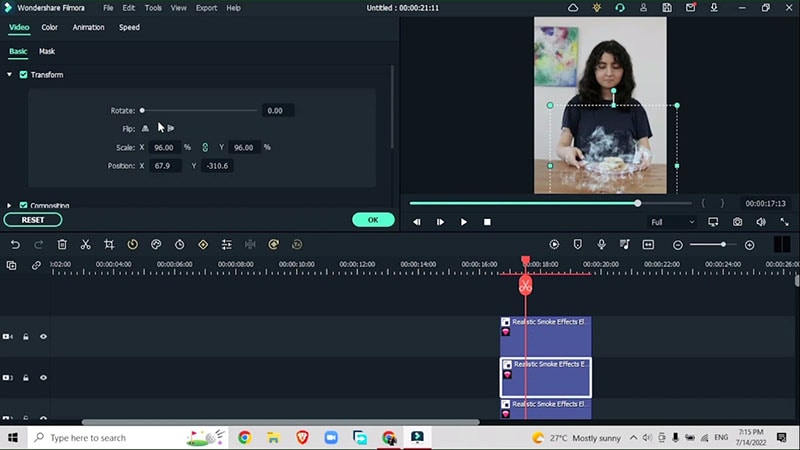 ajustes simples de video de efecto lluvia