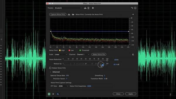 making advanced adjustments across noise reduction