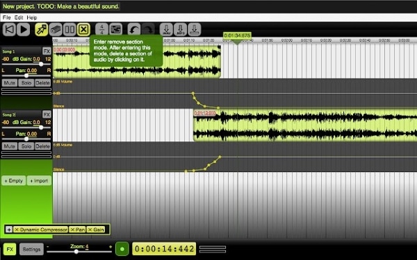 interfaccia beautiful audio editor