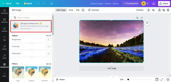 canva ai background remover feature