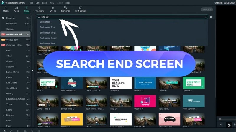 search for end screen title