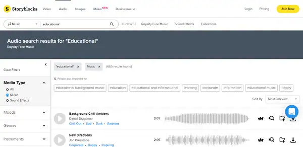 storyblocks - musica per video educativi