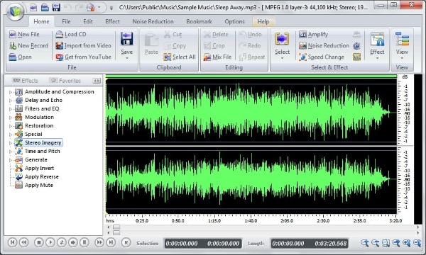 interfaccia di free audio editor