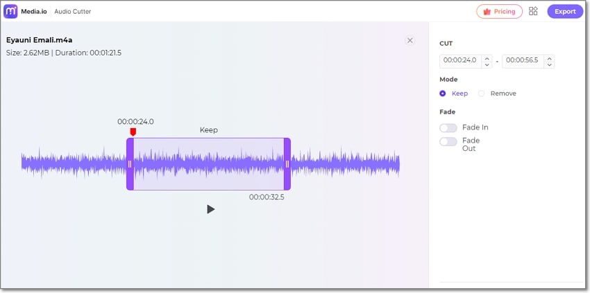 media.io audio editor interface
