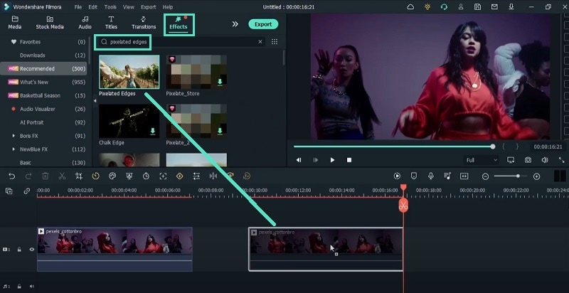 trascinare il video di danza nella timeline di filmora