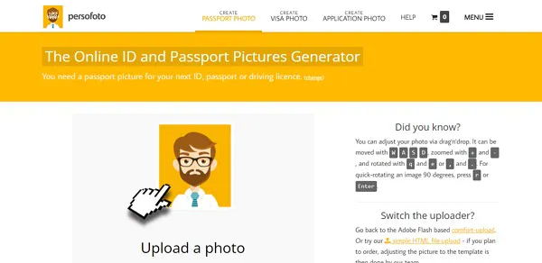  أداة persofoto online passport photo.