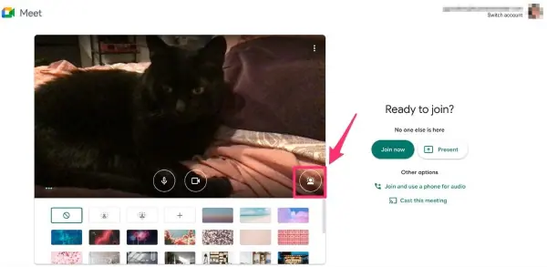 changer le fond d'écran dans Google meet