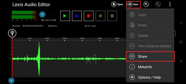 save or share audio file