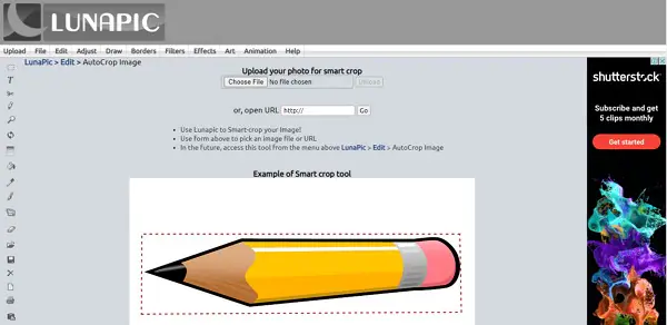 auto crop lunapic feature