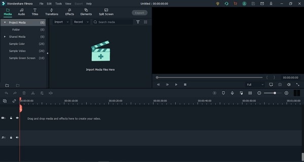 Filmora editor interface