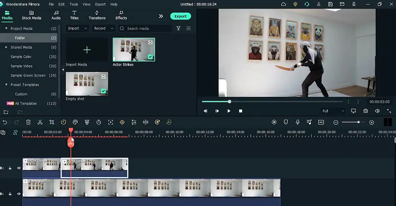 dividere le scene video nella timeline