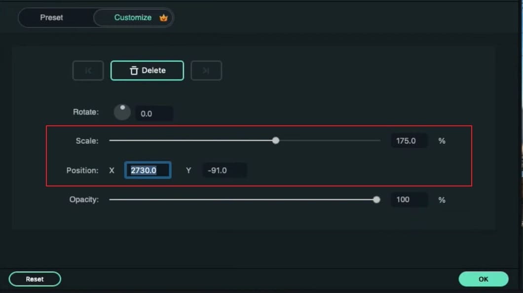 customize scale and position