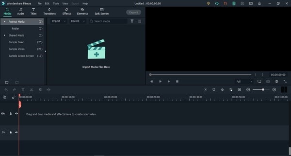 filmora video editor Oberfläche