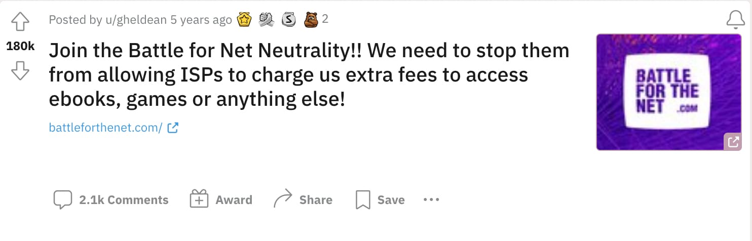 battle for net neutrality reddit post
