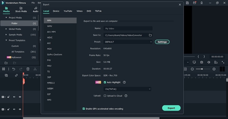 memilih format output