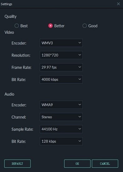 Spezifikationen wie Frame-Rate anpassen