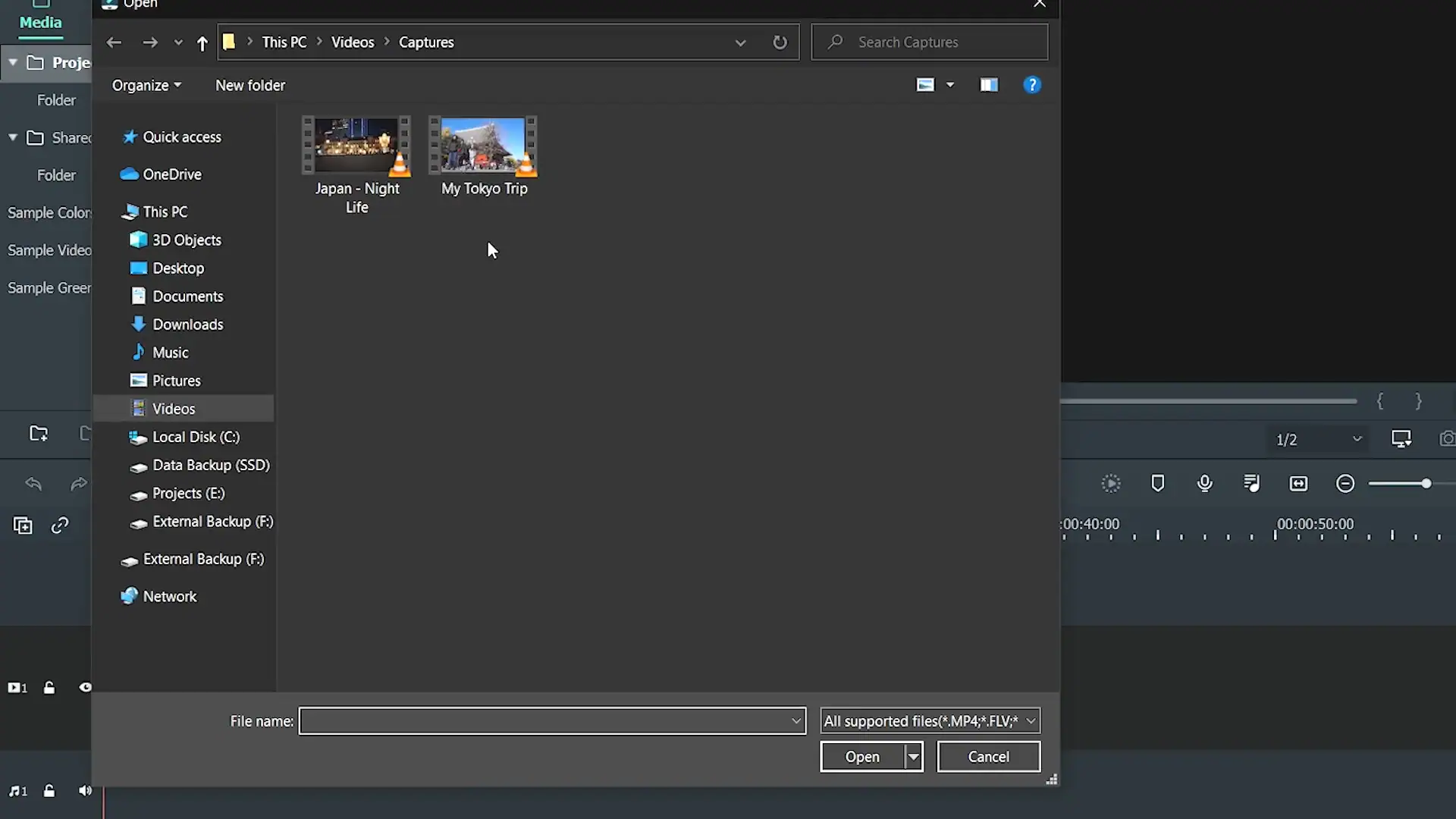 Select the videos you want to edit, then click OK.