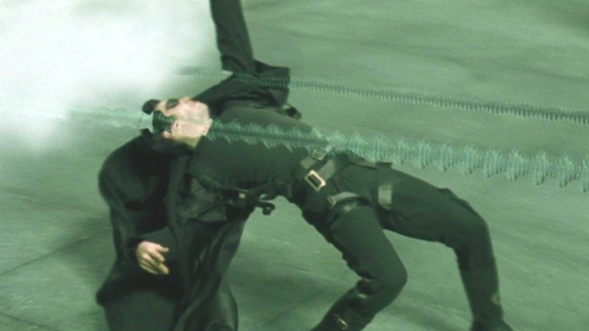 famous bullet dodging scene in the matrix