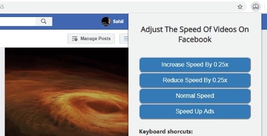 add an extension for increasing video speed