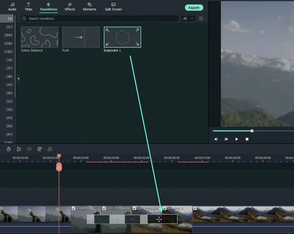 evaporate transition filmora