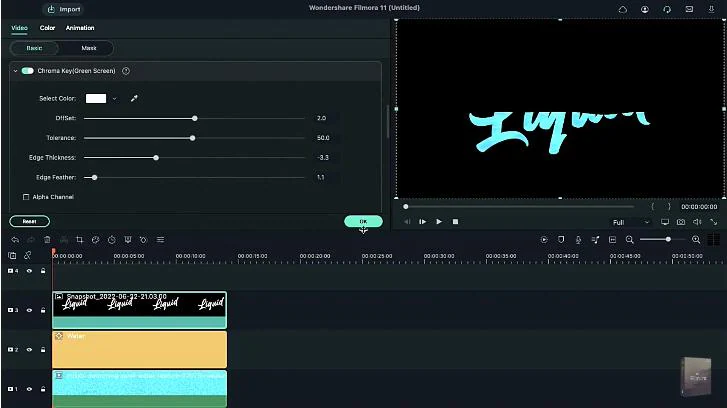 enabling the chroma key and other settings