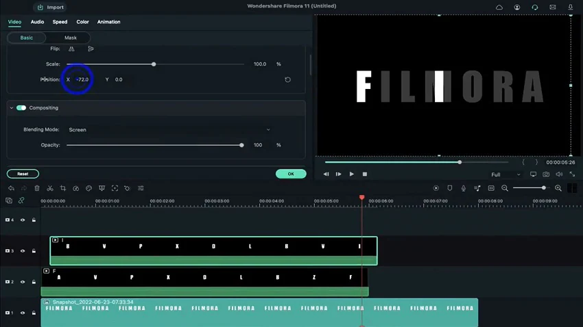 veja a visualização para alinhar os clipes corretamente