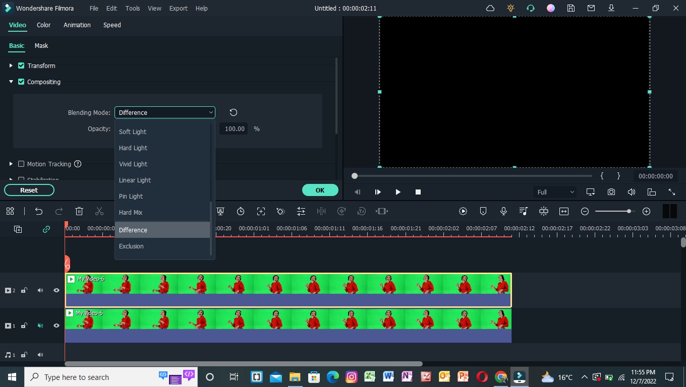 changing the blending mode to difference