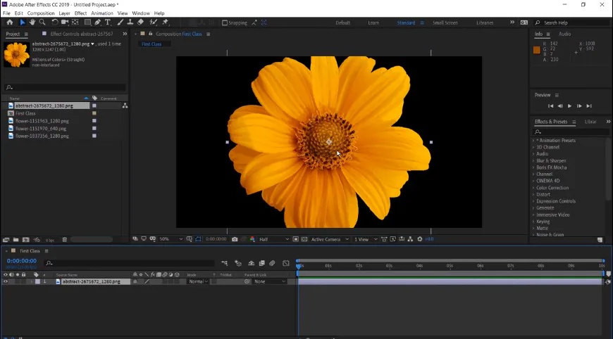 interface adobe after effects