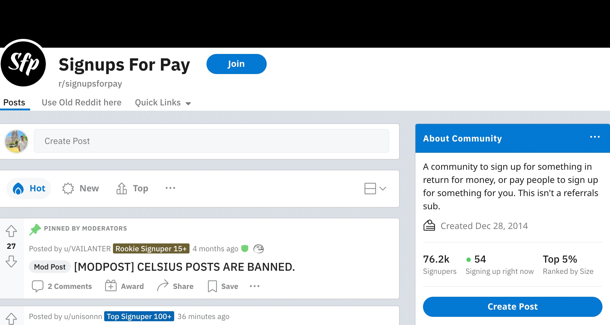 signups for pay subreddit