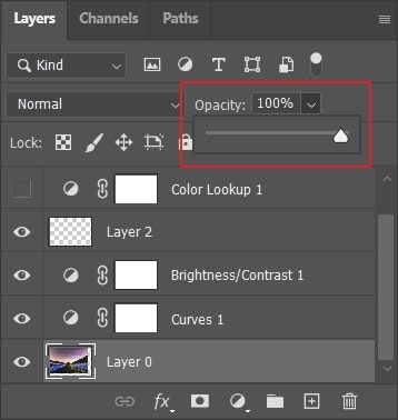 adjust the layer opacity