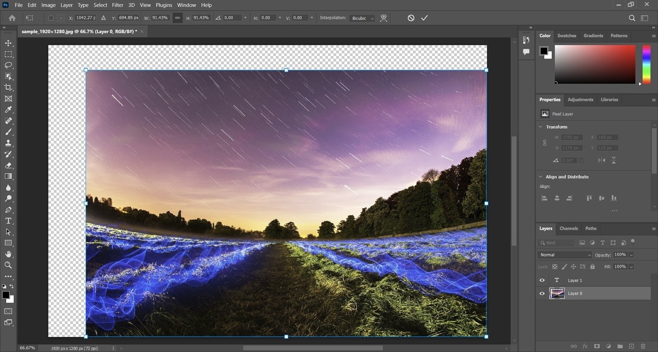 resize your photoshop layer