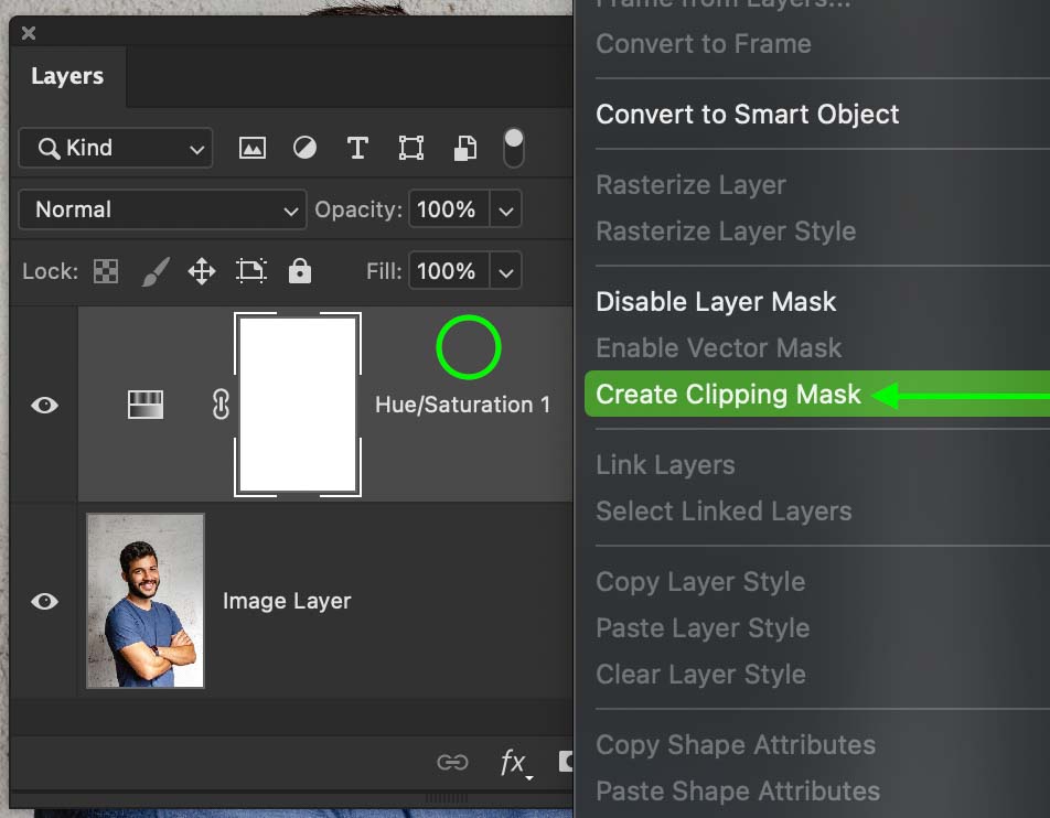 tap on create clipping mask
