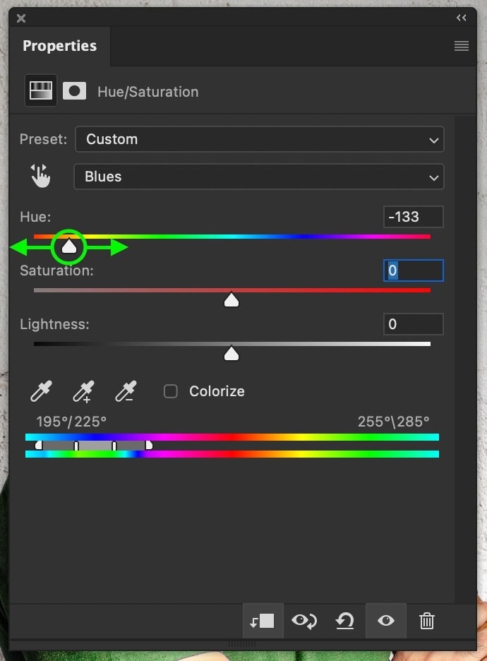 change the hue value