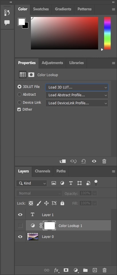 color lookup layer in photoshop