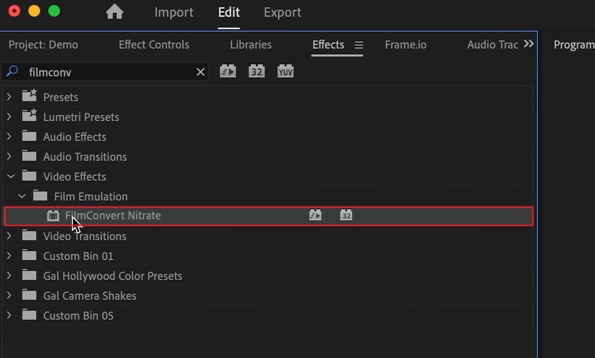 select the film convert nitrate option