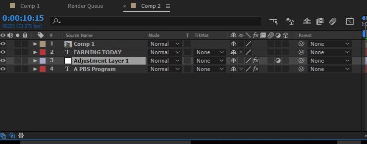adjustment layer di after effects