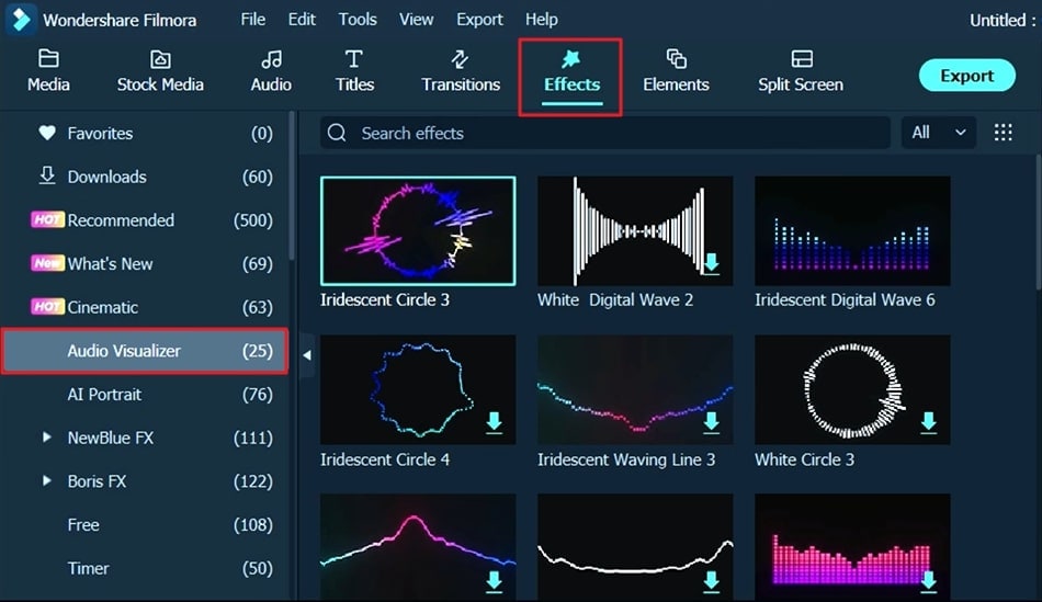 locate the required audio visualizer