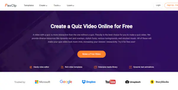 flexclip pour réaliser des vidéos de quiz