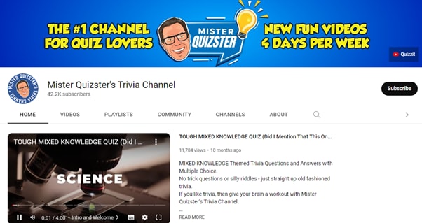 mister quizster’s tirvia channel for video quizzes